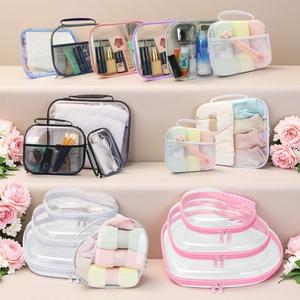 Clear Storage Box Set, 6 Counts/set Large Capacity Zipper Storage Box, Portable Storage Organizer for Skincare, Clothes, Books, Laundry, Travel Toiletry Bag