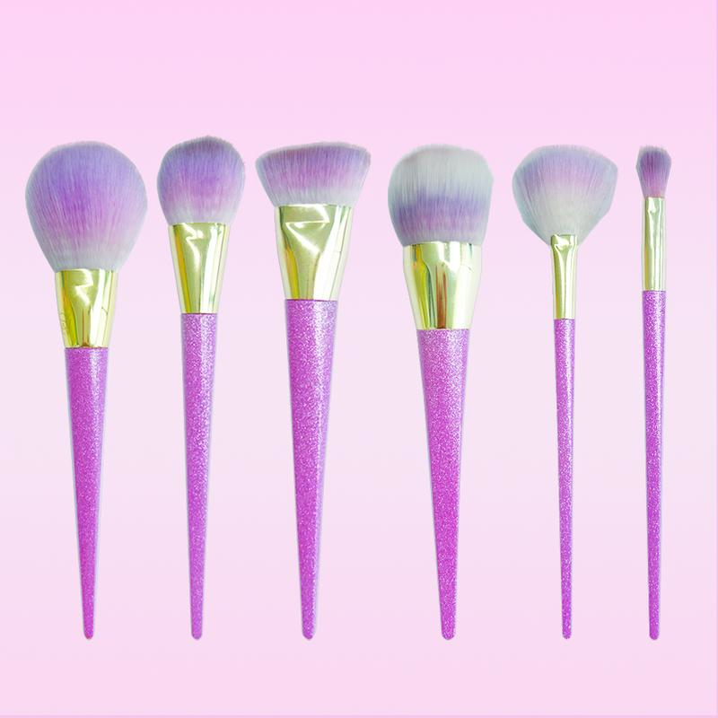 Product Introduction of 6Pcs Professional Makeup Brushes Set , Pink Pearl Flash Handles, Comfortable To Hold And Easy To Use. Full Face Travel Make up Professional Brushes Set 0