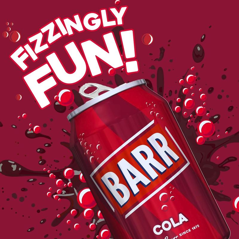 Product Introduction of BARR Since 1875, Classic Cola 24 Pack – Low Sugar Fizzy Drink “Fizzingly Fun” – 24 x 330ml  Cans 1