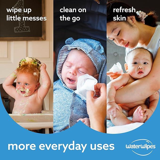 WaterWipes Plastic-Free Original Baby Wipes, 99.9% Water Based Wipes, Unscented for Sensitive Skin, 720 count (Pack of 12) 4
