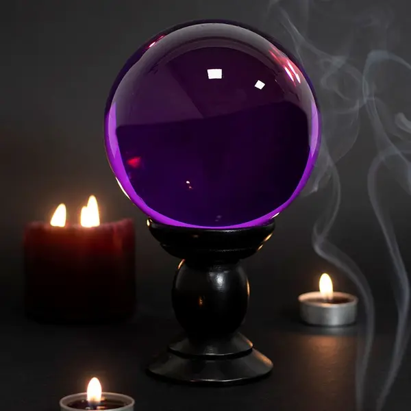 Large Purple Crystal Ball on Stand - Perfect for Home Decor 1