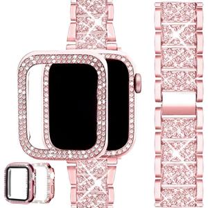 Fashion Adjustable Smartwatch Band & Protective Cover Case Kit, Summer Watch Protector Includes 1 Watch Band & 2 Protective Cases, Suitable for iWatch Series, Protection