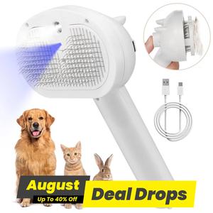 Pet Steam Brush, Self-cleaning Hair Removal Comb with Water Tank & Spray for Grooming, Pet Grooming Brush, Dog & Cat Grooming Supplies, Fur Removal Tool