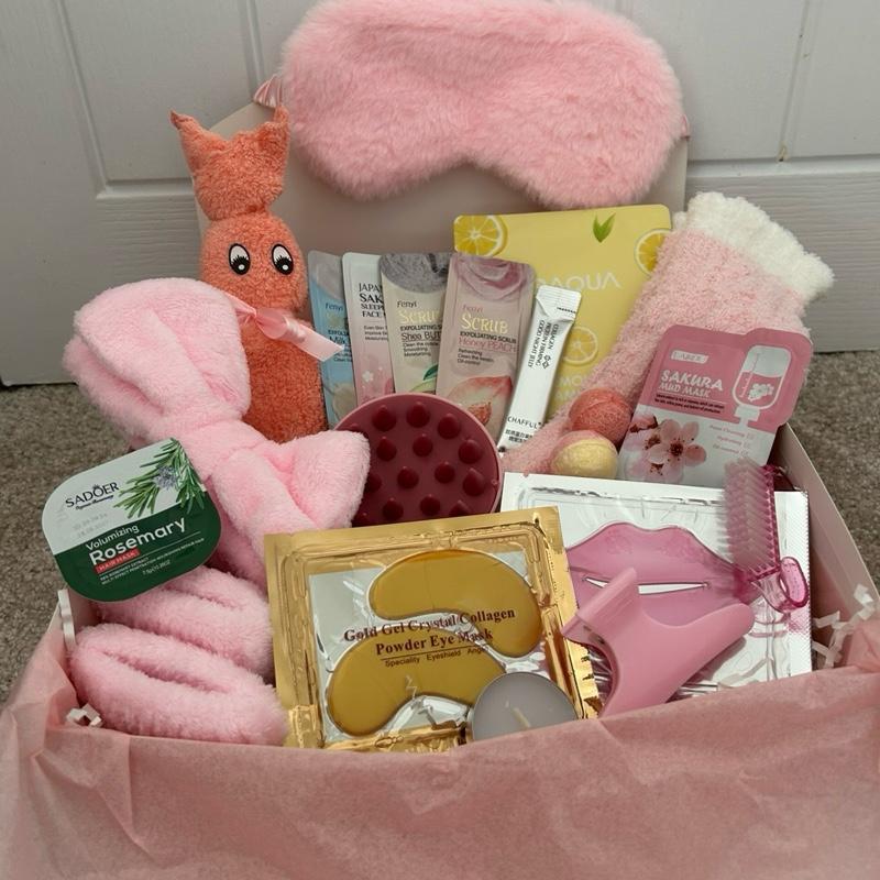 The Ultimate Self Care Gift Set, pamper spa at home, luxury skincare & relaxation essentials, perfect birthday gift, self care gift, girls night in, pamper gift box, beauty and wellness set, includes face masks, scrubs, bath bombs, socks,  Skincare, Lemon 2
