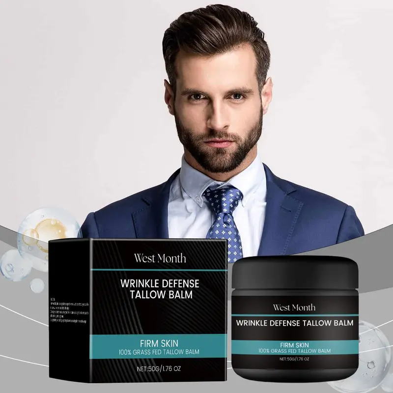 Wrinkle Defence Tallows Balm,Natural Beef Tallows Face Moisturizer,Mens Day And Night Cream,Skin Care For Men,Reduce Fine Lines & Wrinkles,Perfect Father's Day Gifts 1