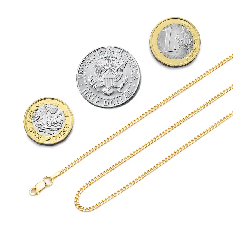 24k Gold-Plated Curb Chain Necklace for Men & Women - 1.9mm Wide 925 Sterling Silver, Various Lengths 4