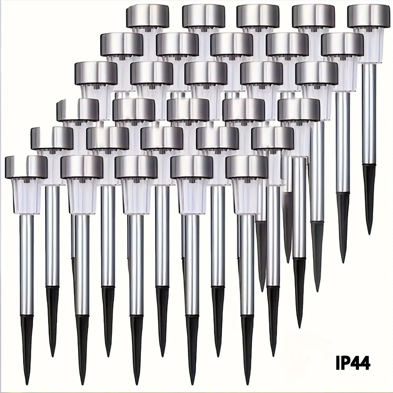 Solar LED Lights - 8/10/12pcs, Stainless Steel, Outdoor Solar Stick Light for Courtyard, Lawn, Pathway Decoration
