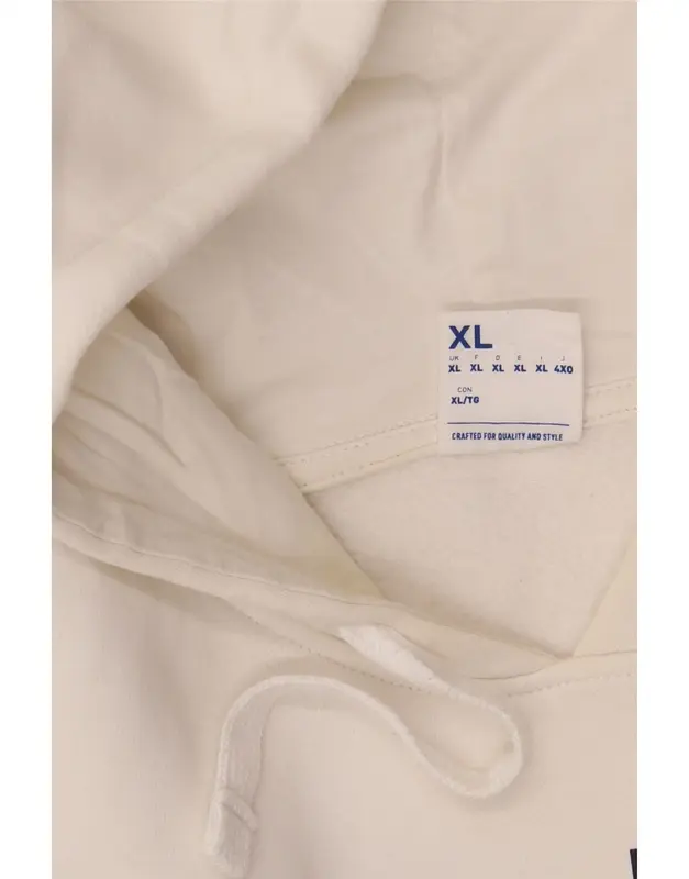 Pre-Owned Vintage REEBOK Mens Graphic Hoodie Jumper XL White Cotton 5