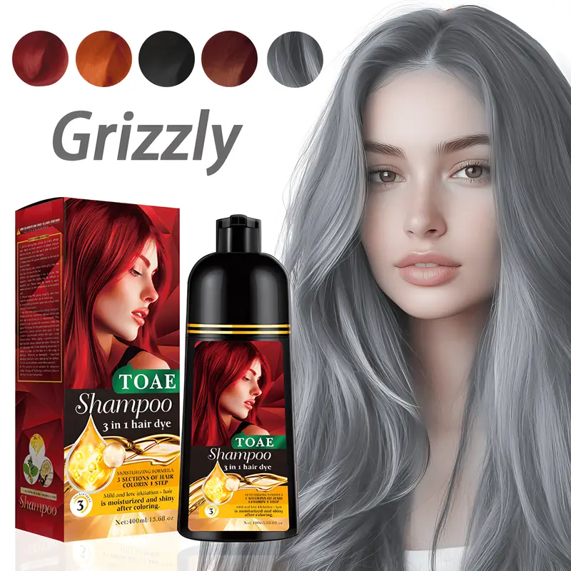 3-in-1 Herbal Hair Dye Shampoo – Quick and Effective, No Harsh Chemicals, Gentle on Hair, Long-Lasting Color – Fast White Hair Coverage, Natural Look, Unisex – Available in Chestnut Brown, Natural Black, Wine Red, Grey – Safe and Effective for All Hair Ty 3
