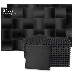 Audio Visual Accessories Noise Reduction Soft Foam Panels Black 1x12x12 Inches for Audio and Video Room Noise Reduction Studio, Soft Foam Panels for Walls, Suitable for Live Broadcast Audio and Video Room Recording Room, without Adhesive Tool