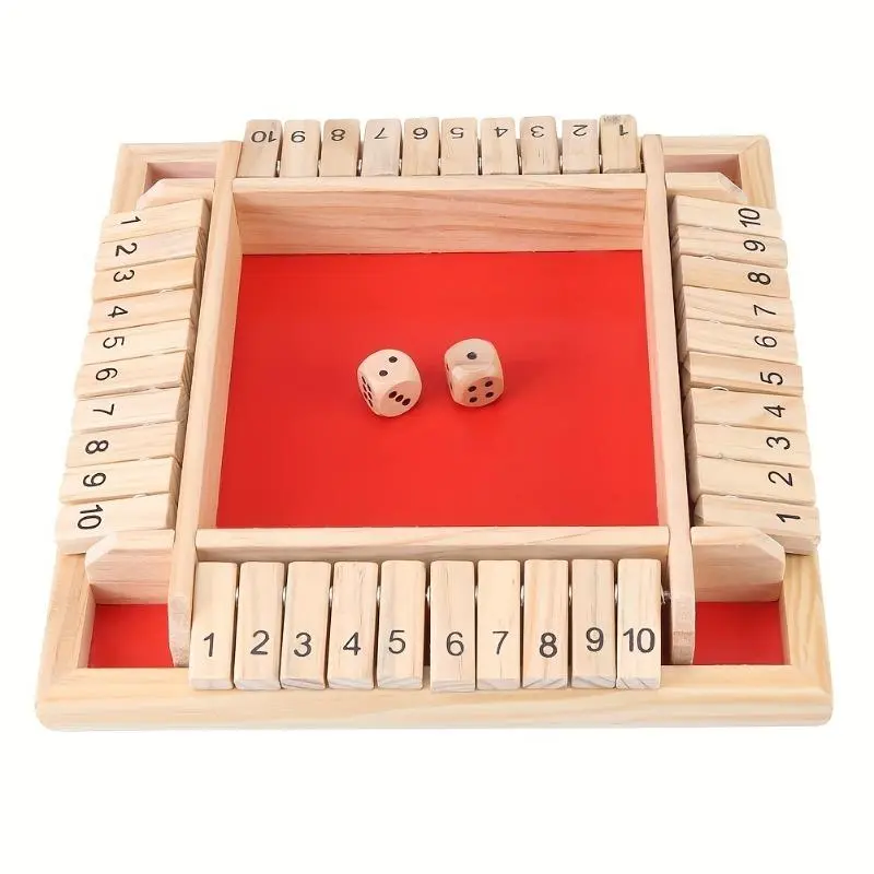 Classic Wooden Math Game for 2-4 Players - 8.85" Square, Solid Wood with Green Felt & Numbered Blocks + 8 Dice, Addition Fun for Adults, Standard Edition 5