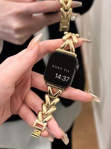 Fashionable Herringbone Design Watch Band, 1 Count Metal Watch Strap Smart Watch Strap Suitable for Series Ultra SE 9/8/7/6/5/4/3/2/1, Watch Accessories Compatible with Apple Watch