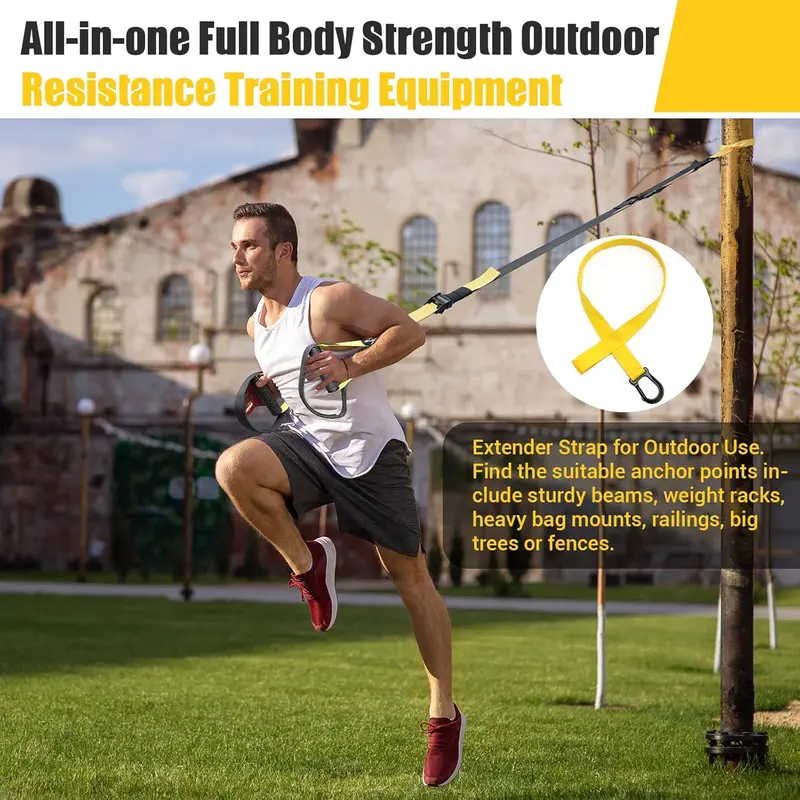 Suspension Trainer, Sling Trainer Set with Door Anchor for a Full Body Workout, Adjustable Sling Trainer for Home with Large Handle Door Anchor Attachment Carry Bag, Exercise Instructions for Homegym 6