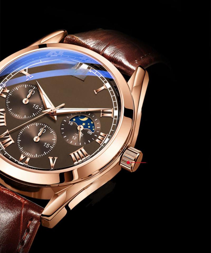 Product Introduction of Men&#039;s Leather Strap Quartz Watch Alloy Watch 8