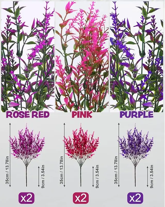 Mixed Color 16 Bundles Artificial Lavender Flowers - UV Resistant Outdoor Plastic Flower for Indoor and Outdoor Decorations - Decorative, Fruit 3