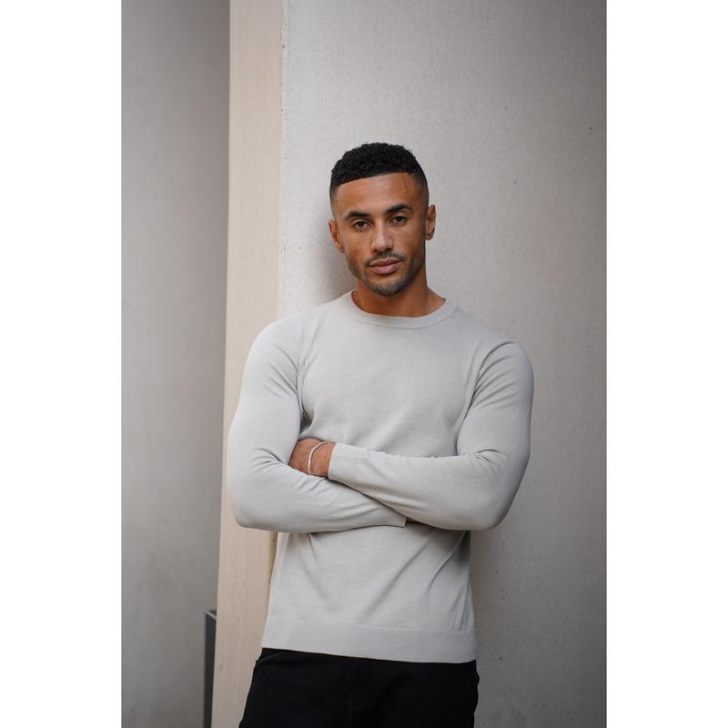 Capo Egyptian Cotton Crew Neck Jumper - Stone 1
