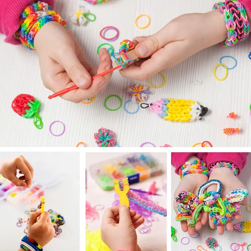 Loom Bands Set with Charms Beads, 2600pcs Loom Bands Starter Kit Storage Case for DIY Refill Bracelet Making Craft, X-mas Birthday Party Gift for Kids 3