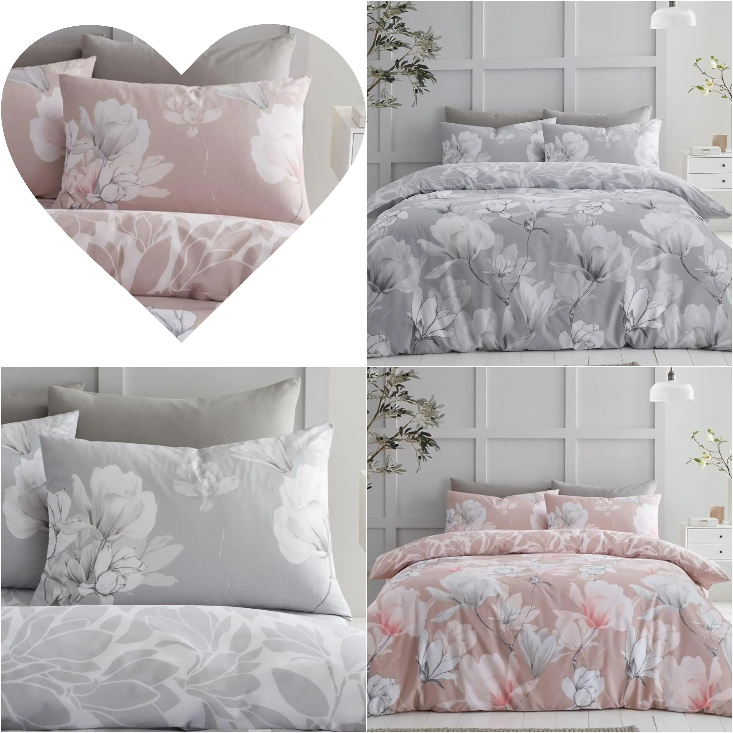Magnolia Dreams Floral Printed Easy Care Soft Duvet Cover Sets Quilt Covers Bed Set Bed Linen Reversible Bedding Sets With Pillowcases