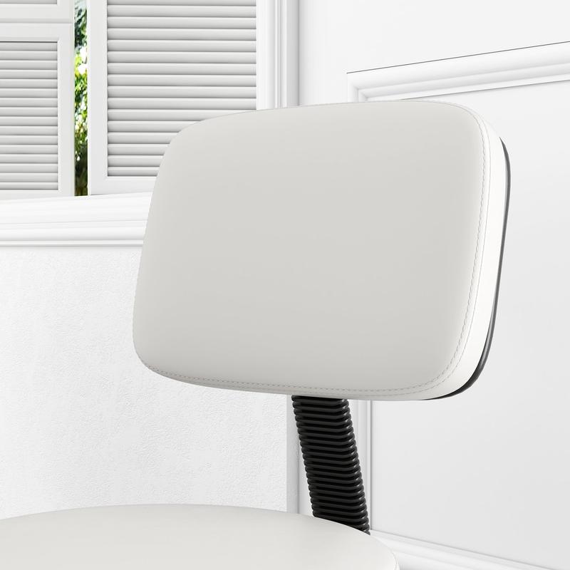 Beautician's Swivel Salon Chair w/ Padded Seat Back 5 Wheels Adjustable Height Salon Hairdressers Tattoo Spa Rolling Cushion Professional White 8