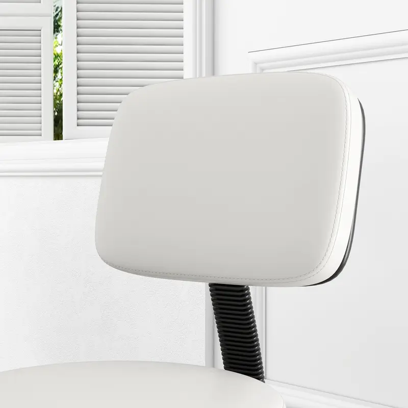 Beautician's Swivel Salon Chair w/ Padded Seat Back 5 Wheels Adjustable Height Salon Hairdressers Tattoo Spa Rolling Cushion Professional White 8