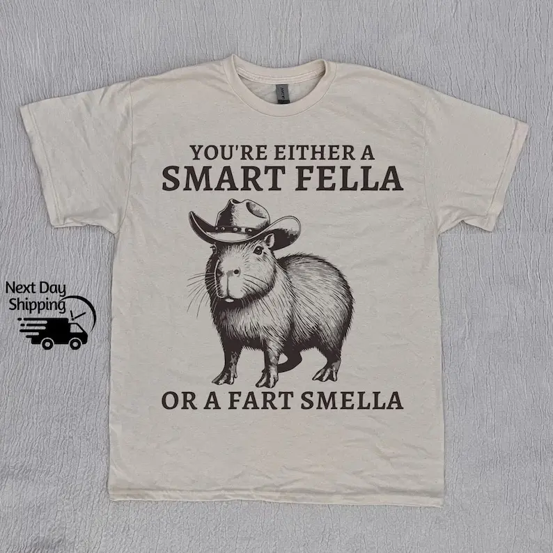 Retro Smart Fella Capybara 90s Shirt, Funny Capybara Vintage T-shirt, Vintage 90s Shirt, Washed Shirt, Vintage Distressed Shirt, Funny Gift 0