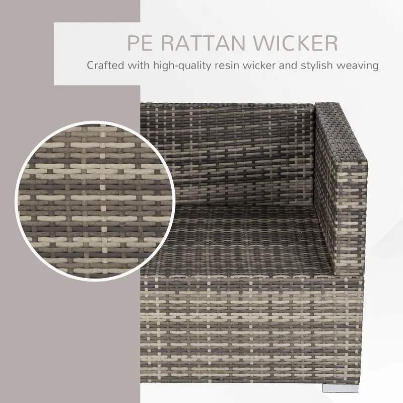 Outdoor Patio Furniture Single Rattan Sofa Chair Padded Cushion All Weather for Garden Poolside Balcony Deep Grey 5