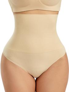 Women's Solid High Waist Shapewear Thong, Tummy Control Body Shaper For All Seasons, Women's Shapewear Bottoms For Indoor Outdoor Wear
