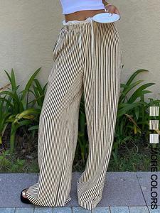 Women's Striped Pants, Casual Comfy Trousers for Daily Wear, Ladies Bottoms for All Seasons