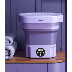 8L Portable Washing Machine Mini Washer Foldable Washer and Spin Dryer Travel UK，Mini Laundry Bucket-Purple