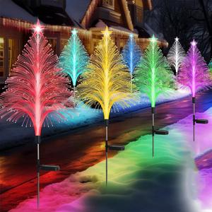 2X 7 Color Solar Christmas Tree Light Star Moon Outdoor Garden Spring Decor Lamp