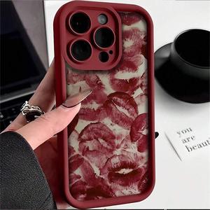 Lip Pattern Phone Case, 1 Count Anti-drop Cellphone Protective Case, All-inclusive Shockproof Mobile Phone Cover for iPhone 15 14 13 12 11 Pro Max X XS XR