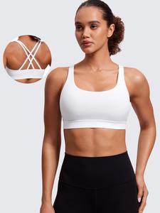 Women's Solid Criss Cross Back Sports Bra, Breathable Comfortable Wireless Sports Bra, Ladies Sportswear for Indoor Outdoor Wear