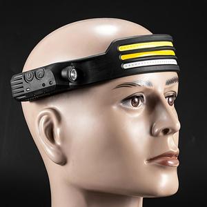 USB Rechargeable Motion Sensor Headlamp, COB LED Head Lamp for Outdoor, Lightweight Portable Flashlight for Camping Hiking Fishing Running, Camping Accessories