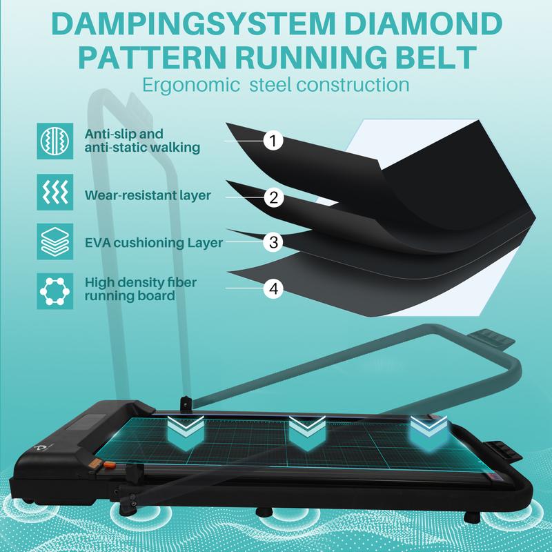 Stay Active with 2-in-1 Foldable Walking Pad Treadmill | Under Desk & With Handle | 2.0HP Quiet Motor | App & Remote Control | Portable Design | LED Display | Supports 110KG | Walk, Jog, or Run Anytime! ‍️ 8