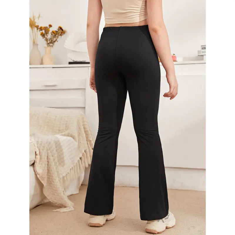 Teen Girls Solid Flare Leg Trousers 1