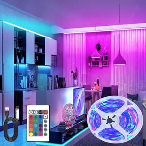 USB Powered LED Strip Light, 1 Set 2835 RGB LED Flexible Cabinet Light with Remote Control, DIY Ambient Lamp for Home Decoration, Backlight TV Light Belt