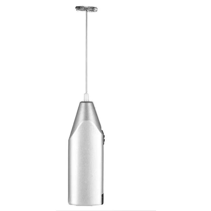 Electric Milk Frother Egg Whisk Mixer Beater Coffee Foamer Kitchen Silver & Back 2
