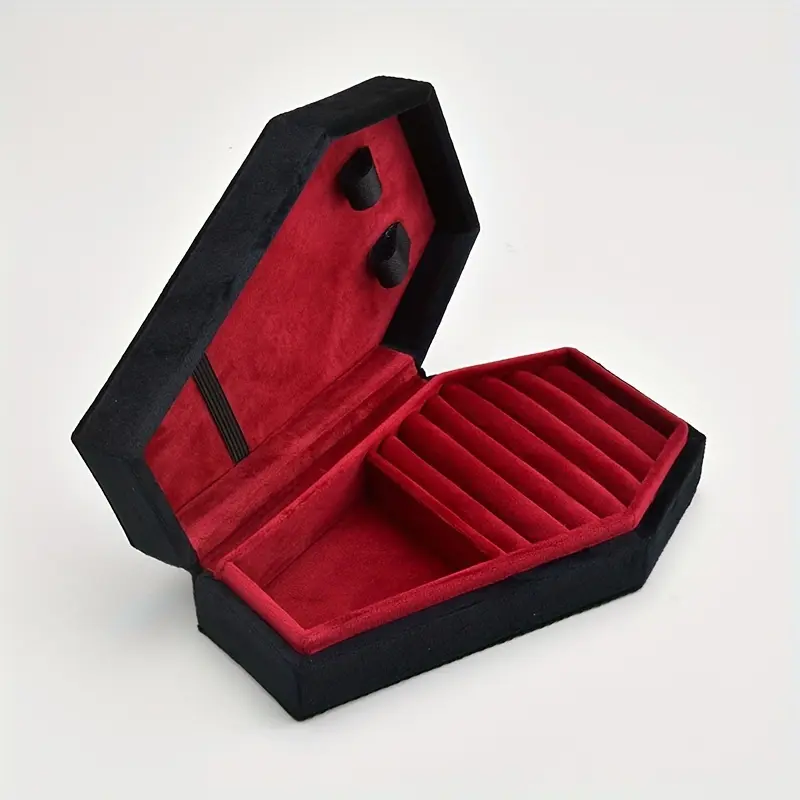 MILAN GOLD  Vintage Velvet Jewelry Box in an Elegant Octagonal Design - Made of Soft Fabric and Featuring a Snap Closure. It's a Great Organizer for Earrings, Rings, and Necklaces. A Charming Christmas Present for Women like Moms and Girlfriends, Acting a 4