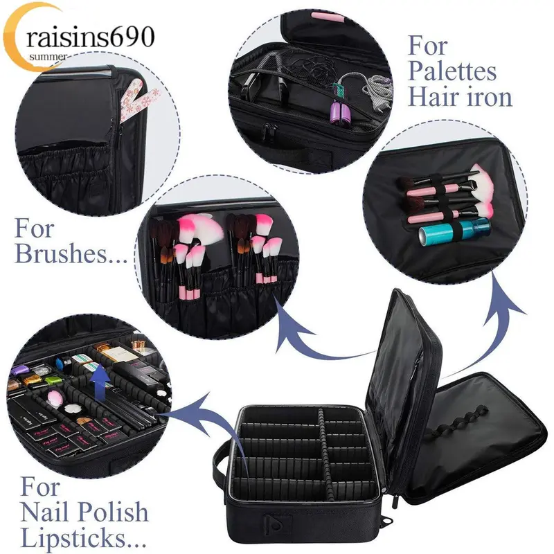 Extra Large Make Up Vanity Case Storage Box Organizer Cosmetic Travel Beauty Bag makeup 7