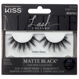 Kiss Matte Black Faux Mink False Lashes - Style Matte Sheer - 1 Pair & Lash Glue Eyelashes Makeup