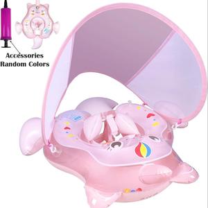 Inflatable Swimming Equipment, 1 Set Cute Swimming Pool Float with Sun Canopy Seat, Inflatable Pool Floats, Swimming Play Ring, Sun Shelter, Inflator, Repair Bag, Manual & Color Packaging, Inflatable Pool Lounge, Inflatable Pool Raft