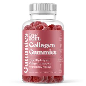Collagen Glow Up Gummies by Free Soul – Type I Hydrolysed Collagen Peptides | Skin, Hair, Nails & Joints | 60 Gummies