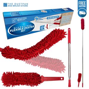 Deluxe Microfibre Flexible Duster Set - Twin Pack of High Reach Easy Cleaning Dusting Set Microfiber