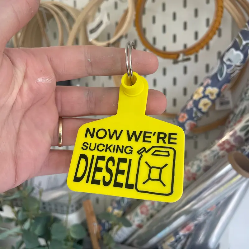 ‘SUCKING DIESEL’ Cow Tag Keyring 1