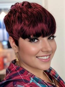 Short Straight Human Hair Wigs for Women, Gorgeous Fluffy Wigs with Bangs, Human Hair Full Machine Made Wigs for Party, Daily Use