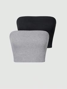 Women's Solid Backless Crop Tube Top, Casual Streetwear Sleeveless Strapless Cropped Top for Daily Wear, Ladies Clothes for All Seasons, Summer Outfits 2024