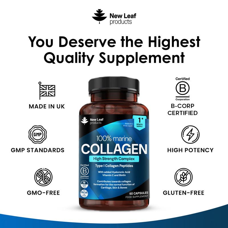 Super Collagen Supplement Type 1 Hydrolysed 100% Marine Collagen Capsules + Hyaluronic Acid, Vitamin C and Biotin 3