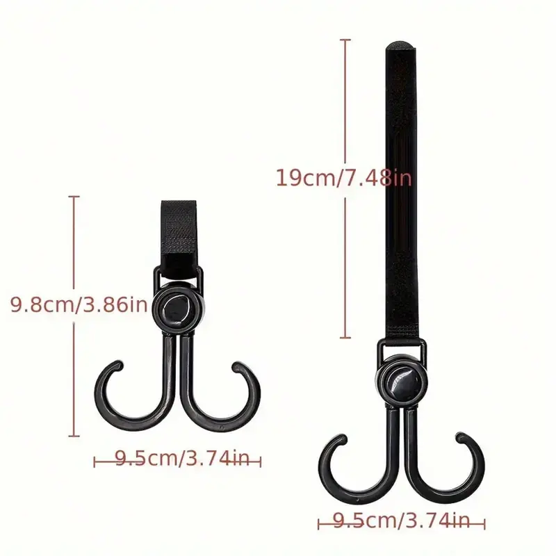 1pc/2pcs-360° Rotating Multipurpose Stroller Hooks – Cart & Bike Hanger, Organizer Accessory For Parents, Travel Hook 5
