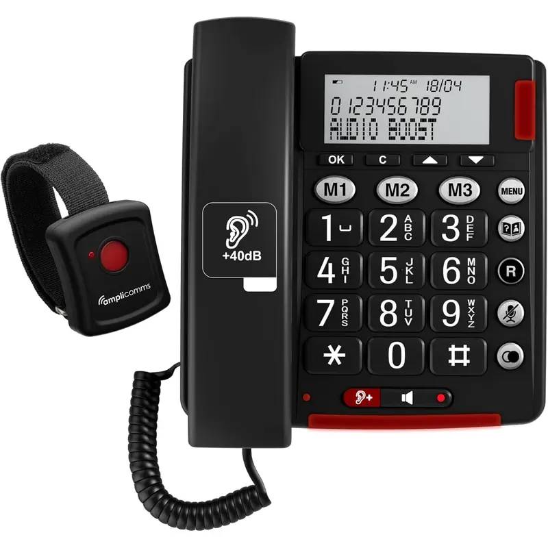 2025-  BigTel 50 Alarm Plus Corded Big Button Phone for Elderly - Loud Phones for Hard of Hearing - Hearing Aid Compatible Phones - Large Number Telephone 0