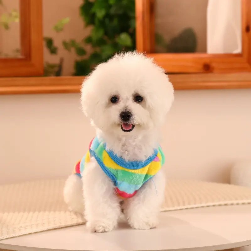 Pet Rainbow Color Sweatshirt Cute Dog Sweatshirt, For Winter Spring Autumn Christmas Gift 6